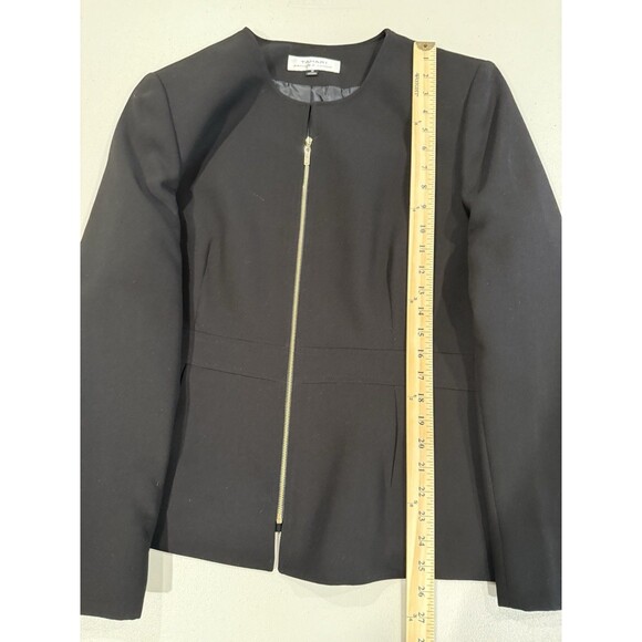 Tahari Zip Front Blazer Women 18 Black Structured Lined Career Business Workwear - Picture 5 of 6
